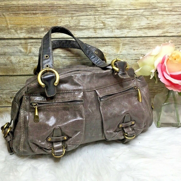 Francesco Biasia Handbags - Francesco Biasia Taupe Brown Leather Shoulder Bag